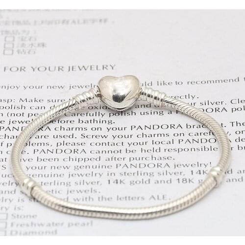 S925 Bracelet Bangle for Women Love Heart Signature Clasp Girl Gift fit Lady Beads Charms Pendant