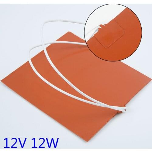 12V 12W Silicone Heater Pad For Printer Heated Bed Heating Mat 100*120mm Orange Heater Pad Mat Flexible Waterproof