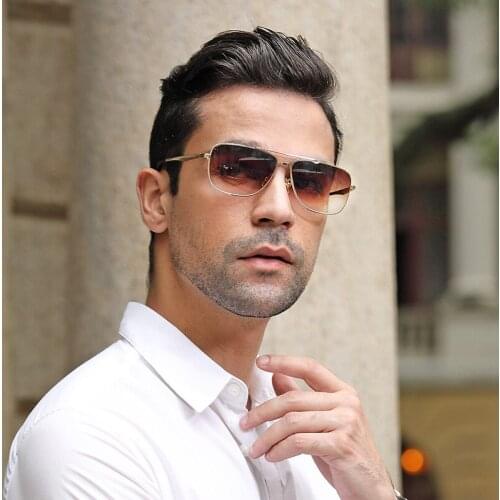 Classic Aviation Men Sunglasses Brand Design Alloy Frame Pilot Sun Glasses For Driving Male Black UV400