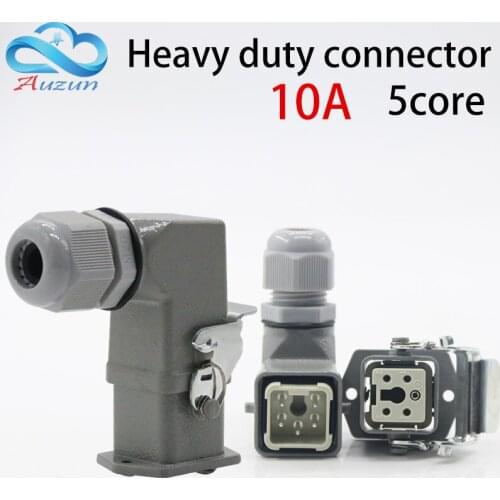 Heavy-duty connector 5 (4 + 1) core 10A 250V HA-005-1 elbow plug in the hot channel flow