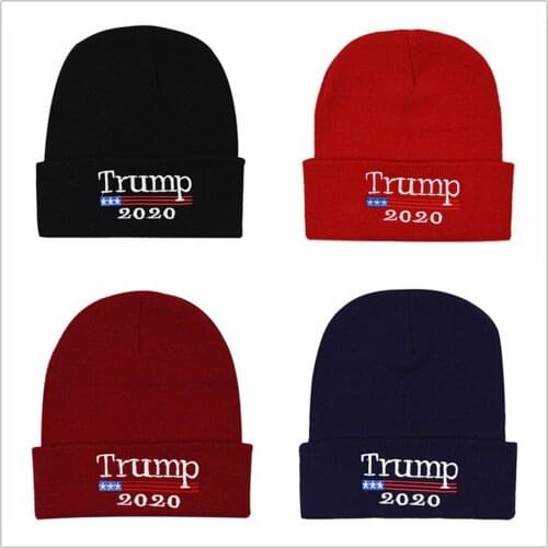 Trump 2020 Fashion Beanie Cap Men Women Hat Embroidery Knitted Hat Hip Hop Bonnet Cap Warm Autumn And Winter Hat