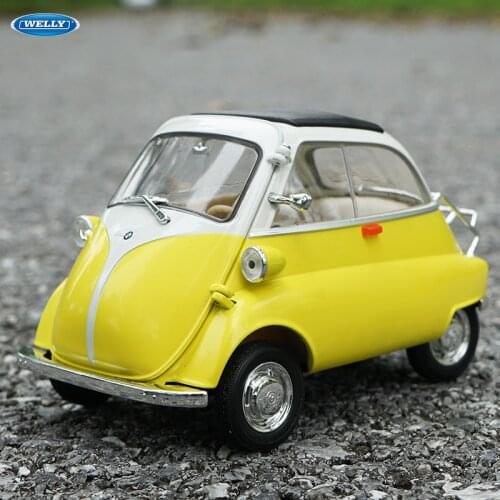 WELLY 1:18 BMW Lsetta static yellow car model sports simulation alloy model crafts decoration collection toy tools gift