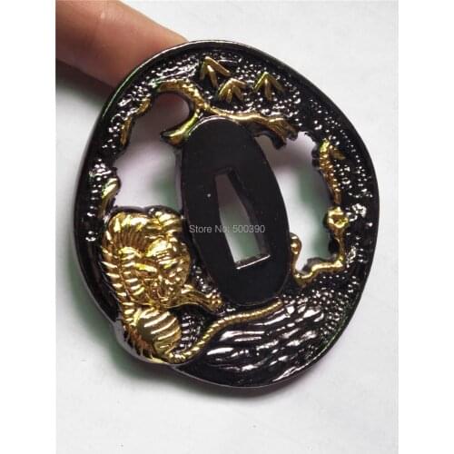 Alloy Guard Tsuba For Japanese Samurai Katana Sword Wakizashi Tanto W/ Tiger Design