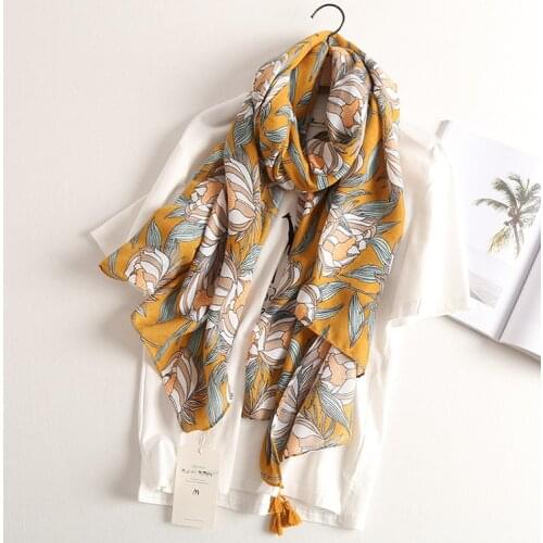 Women Floral Pattern Tassel Scarf Bohemian Style Cotton Shawls Wraps Hijabs 10pcs/lot