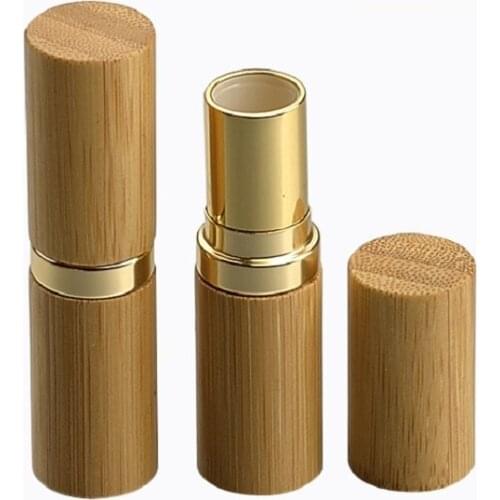Gold Empty Bamboo Wooden Lip Balm Tube DIY 12.1mm Cosmetic Container Natural Bamboo Lip Cream Container 10pcs 25pcs