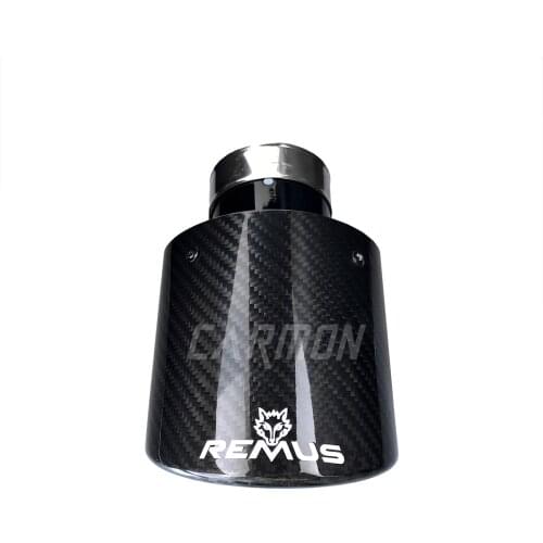 1 Piece Car Universal Oval Remus Sport Glossy Carbon Fiber Exhaust Muffler Tips Glossy Black Inner Pipe for Benz AUDI HYUNDAI