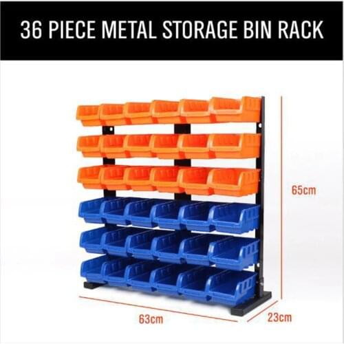 36pc tool Parts box Storage Rack Shelving Garage Hardware screw Tool organize Box with iron shelf Components box