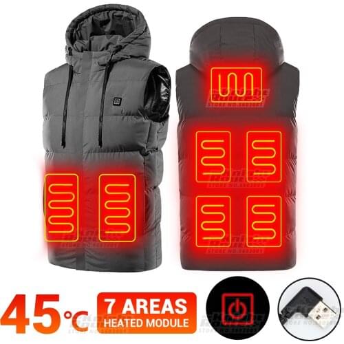 7 Areas Winter Eletice Heating Jacket USB Hetaed Vest Motorcycle Jacket Thermal Warm Motorbike Moto Touring Clothing For Men