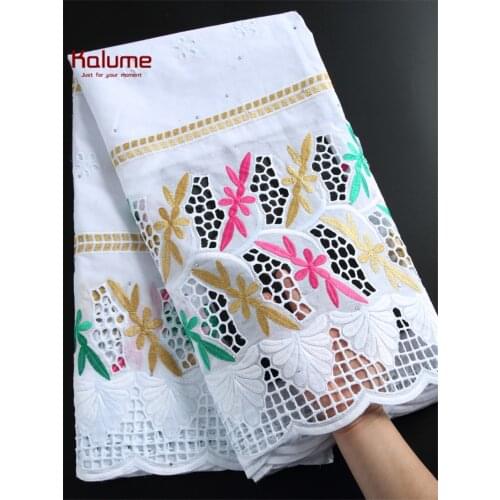 Kalume 100% Cotton African Lace Fabric Latest Stones Pure Cotton Lace Fabric For People Sewing Nigerian Dubai Lace Fabric F2262