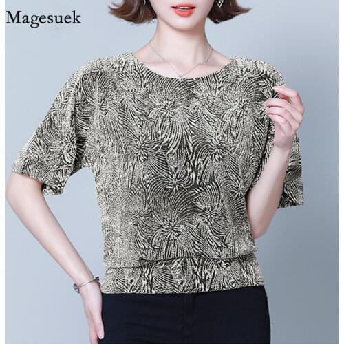 Glitter Shirt Tops Sequin Blouse Tunic Women Blouses Red Golden Shine Womens Blouses Fashion New Elegant Shiny Plus Size 14083