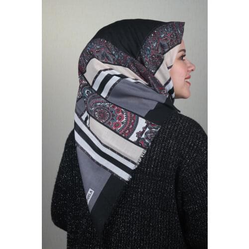 BONJELA PATTERNED COTON SCARF-DESEN-55-RENK-08