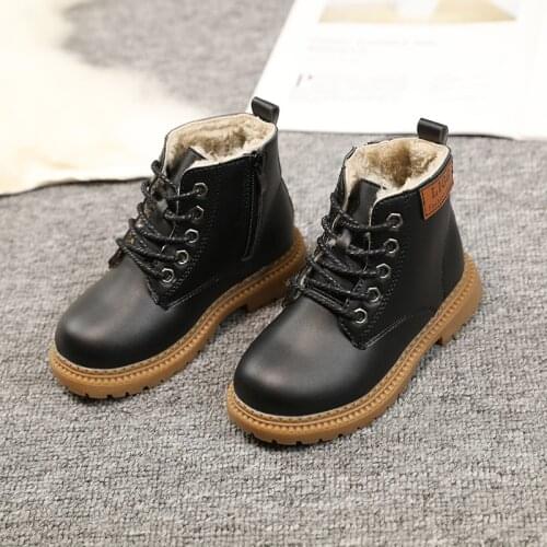 Kids boots Girls Leather Boots Boys Shoes Spring Autumn Pu Leather Children Boots Fashion Toddler Kids Boots Warm Winter Boots