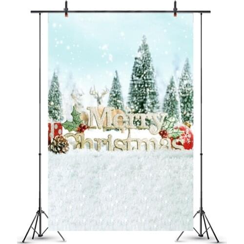 Merry Christmas Snowfield Winter Photography Backdrops Deer Forest Tree Baby Kids Portrait Photo Background For Studio Decor