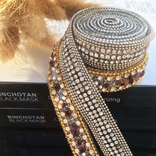 Rhinestone colour Hot drilling lace for DIY coat dress Handmade accessories toppa parche 1meter