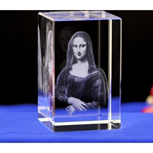 Crystal Decoration Weeding Gifts Girlfriend Gifts The Mona Lisa Smile For Living Room Home Decor Crystal 3D Inner Carving Crafts