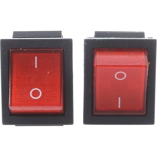 GTBL 16A/250VAC 20A/125VAC Red Indicator Light 4 Pin ON/OFF DPST Rocker Switch 2 Pcs