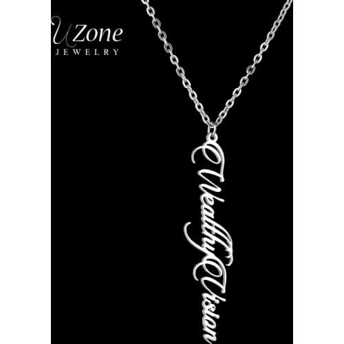 UZone Stainless Steel Personalized Custom Name Necklace Customized Letter Nameplate Necklaces For Women Men Anniversary Gifts