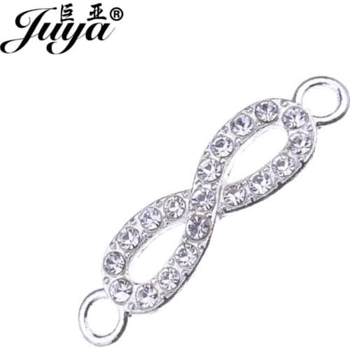 JUYA China Connectors for Jewelry Suppliers Making DIY 27x7mm 15pcs/lot Rhinestone Infinity Symbol Bracelet Finding Craft CR0051
