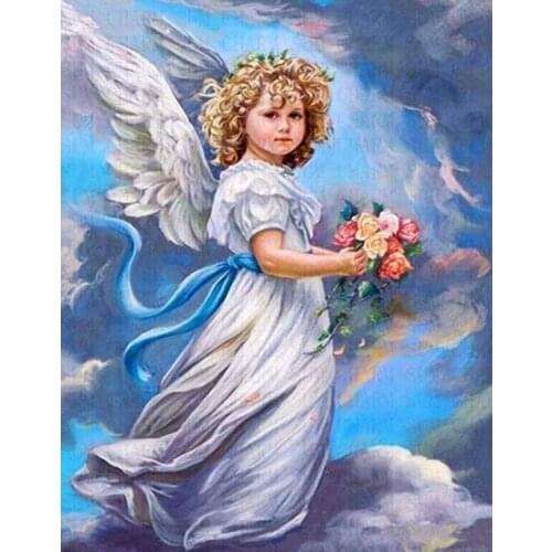 Baby Fairy Full Drill Square Home Decor Picture Of Rhinestone full square Drill Resin mosaic puzzle diy Diamond painting sale