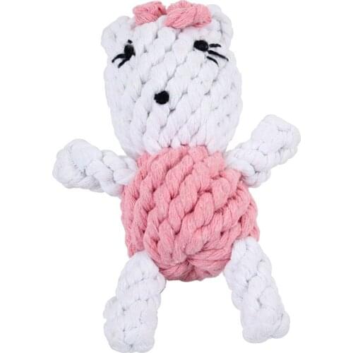Cat Chew Toys Cotton Rope Plaited Pink and White Kitty Design Cats and Dogs Bite Toy Pet Products katten speelgoed