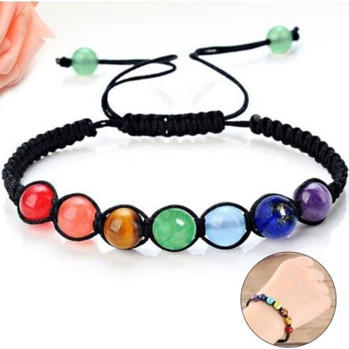 2020 hot style rainbow colorful yoga energy beads braided bracelet energy bracelet
