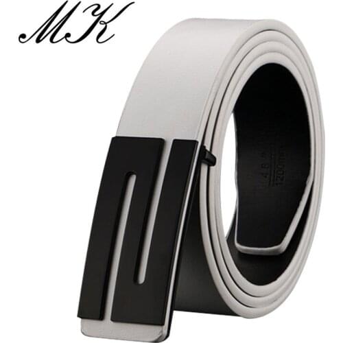 Maikun Luxury Leather Belts for Men High Quality Male Strap S Letter Smooth Buckle Belt