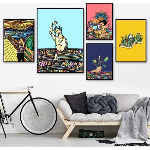 Prints Plant Poster Wall Art Modular Canvas Character Pictures Abstract Painting Home Background No Framework Living Room Decor