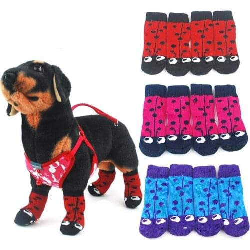 Fashion Pet Dog Cat Socks Non Slip Pet Shoes Comfortable Small Medium Large Dog Cat Socks Durable Pet Supplies 4 pieces / set