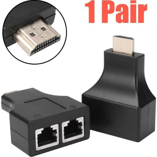 New Arrival HDMI-compatible to Dual Port RJ45 Network Cable for Cat 5/6 1080p for PC PS3 Hard Plastic Extension Cables Adapter