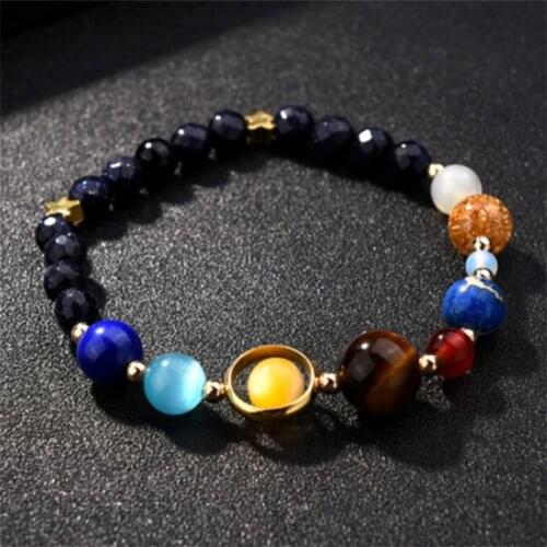 New Fashion Universe Galaxy Eight Planets Solar System Guardian Star Natural Stone Beads Bracelet