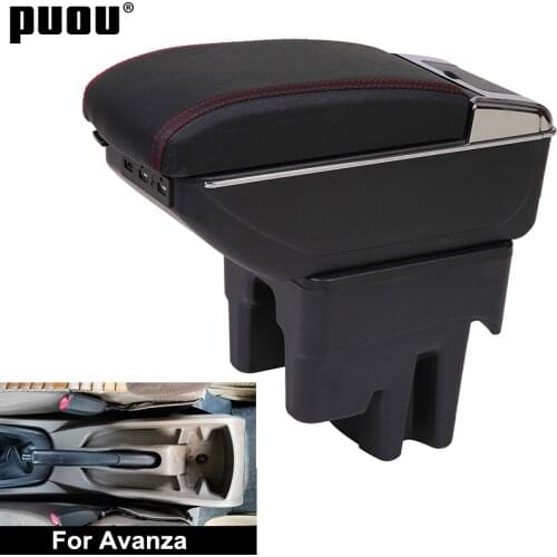 Armrest Box For Toyota Avanza 2016 Armrest Central Console Storage Box Ashtray Cup Holder PU Leather USB Charging Rotatable