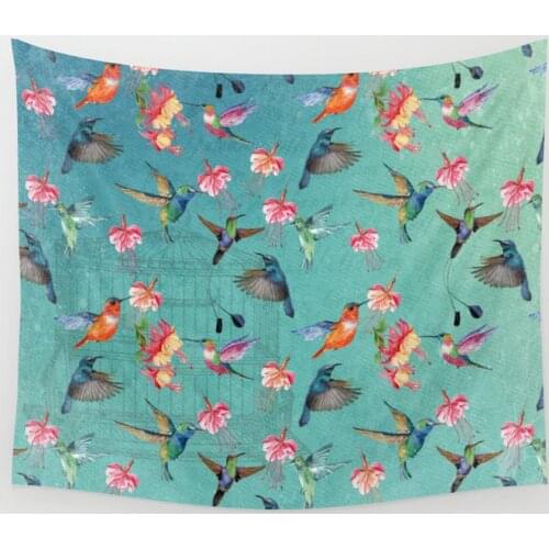 Wall Hanging Vintage Watercolor Hummingbirds Wall Tapestry Cover Beach Towel Picnic Yoga Mat Home Decoration