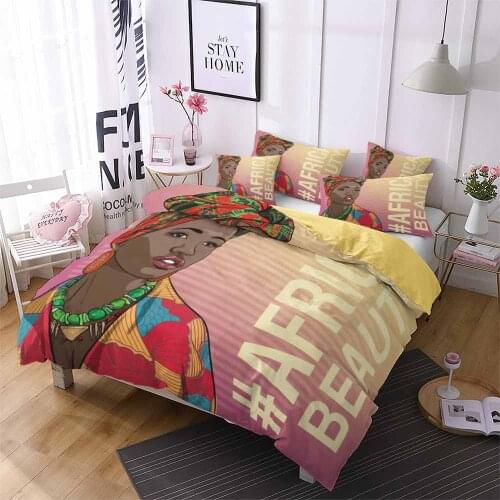 Drop Shipping 3D Digital Printing Bedding Set Print Duvet cover set Bedclothes pillowcase 2/3pcs African national Women Man#10