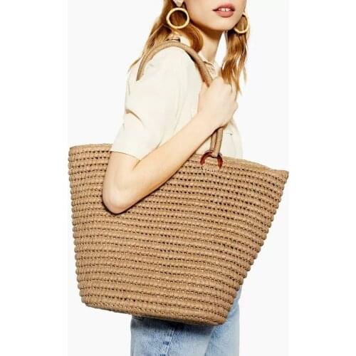Straw bag womens bag Europe and America simple fashion shoulder portable large-capacity summer holiday beach bag woven bag