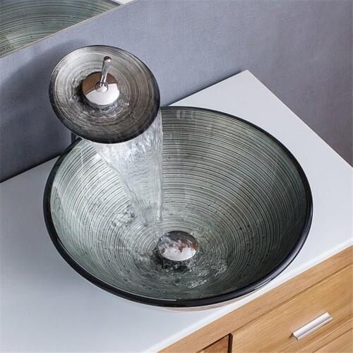 Nordic Tempered Glass Washbasin simple spiral pattern platform basin art wash basin bathroom platform basin bathroom set