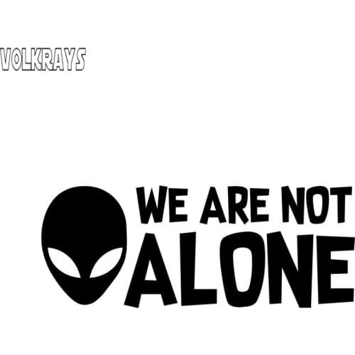 Volkrays Creative Car Sticker Alien We Are Not Alone UFO Accessories Reflective Fashion Vinyl Decal Black/Silver/white,5cm*14cm