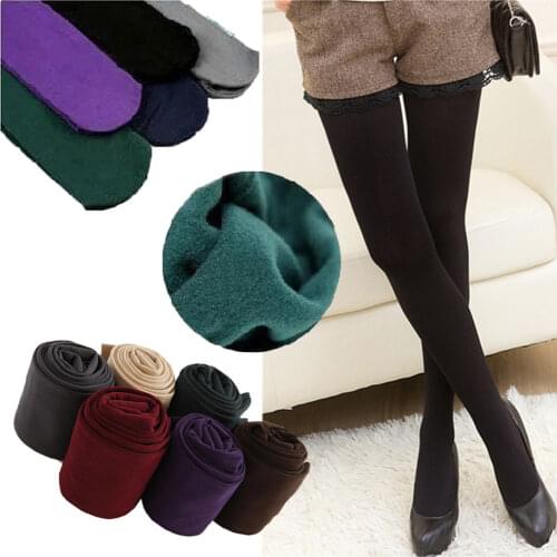 Women Ladies Opaque Plain Warm Thick Velvet Tights Pantyhose Stockings One Size SCKLH0003