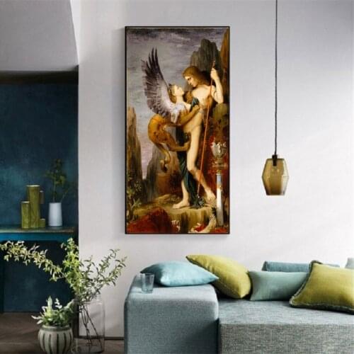 Famous Painting Oedipus and The Sphinx By Gustav Morrow Oil Painting Prints on Canvas Wall Art Pictures Cuadros for Room Decor