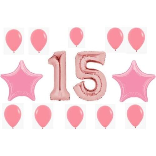 Gold balloons rosa15/51 birthday/anniversary lot of 14 pink balloons 2 numbers of 100 cm 2 stars 45 cm and 10 latex balloons