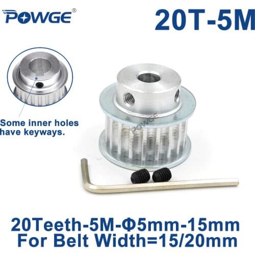 POWGE 20 Teeth HTD 5M Synchronous Pulley Bore 5/6/6.35/8/10/12/14/15mm for Width 15/20mm HTD5M Timing Belts wheel 20Teeth 20T