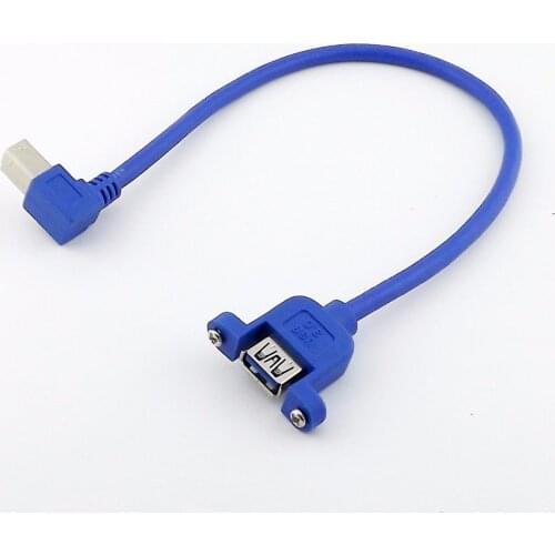 1pc 1FT USB 3.0 A Female Panel Mount to B Male Right Angled Printer Data Sync Cable