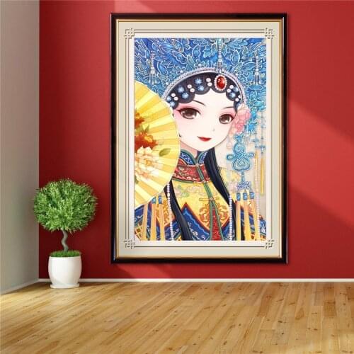 5D DIY Portrait Diamond Painting Peking Opera Full Round Square Cross Stitch Kits Beauty Women Diamond Mosaic Home Decoration