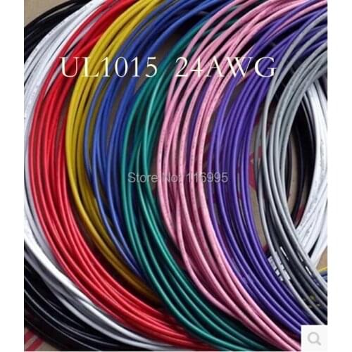 Free shipping 20meters UL1015 24AWG BLACK electrical wire conductor black 24awg 1015