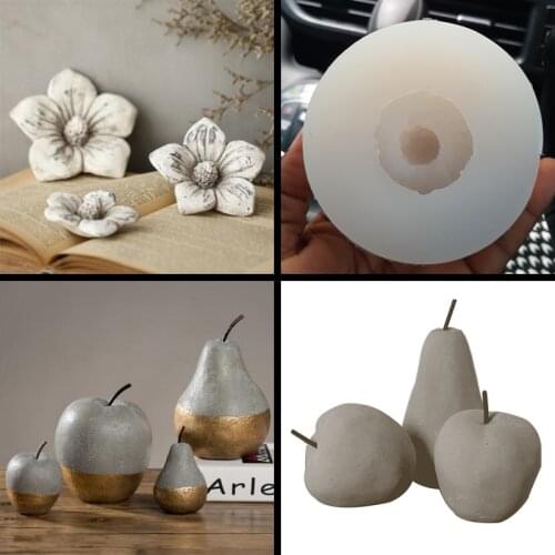 Concrete simulation flowers home decoration silicone mold creative cement fruit home decoration mold gypsum apple pear mold