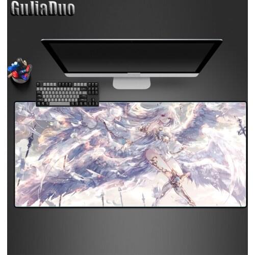 40X90 Large Anime White Angel Mouse Pad Gamer Computer Mat Gaming Hoom Accessories Kawaii Comics Mousepad Rubber Desk Mat Carpet