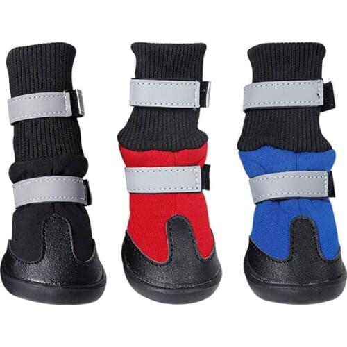 Pet Dog Boots Shoes Non-Slip Reflective Velcro Strap Waterproof Winter Warm Big Dog Sport Shoes Outdoor Walking Large Dogs Boot