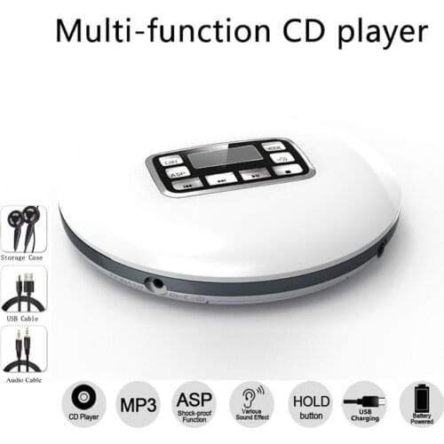 HOTT CD Player with LCD Display, Shockproof Function Personal Compact Disc CD Walkman With Headphone Jack, Anti-Skip Protection