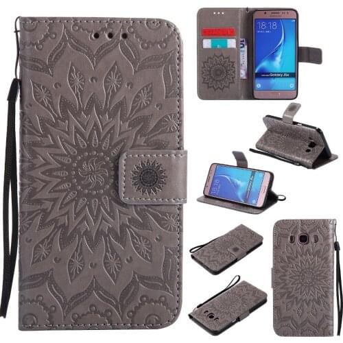 Sunflower Pattern Case for fundas Samsung Galaxy J5 2016 Case for Galaxy J5 2016 J510 Case J510 SM-J510F 5.2" + Card Holder