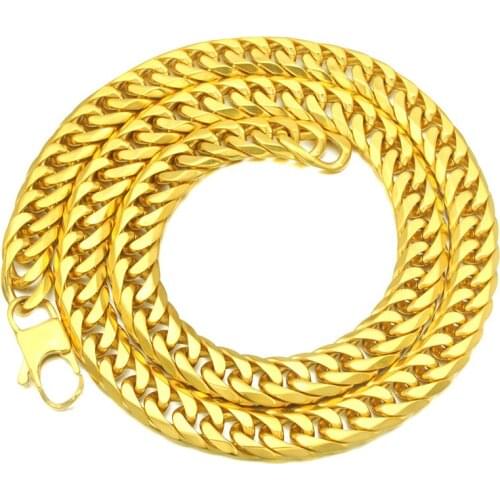 CHIMDOU Gold Colr For Mens Punk Necklace New Fashion Stainless Steel Cuban Link Chain 24'' Long Necklace Party Jewelry