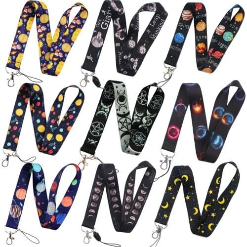 DZ1902 Famous Planets MoonLanyard For Keychain ID Card Cover Pass Gym Student Badge Holder Key Ring Neck Straps Accessories Gift